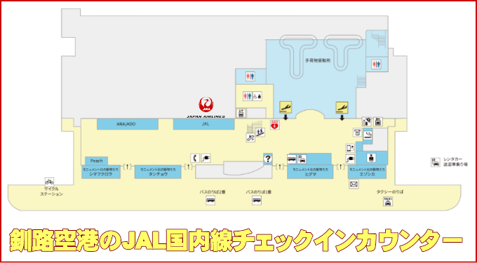 釧路空港のJAL国内線チェックインカウンター