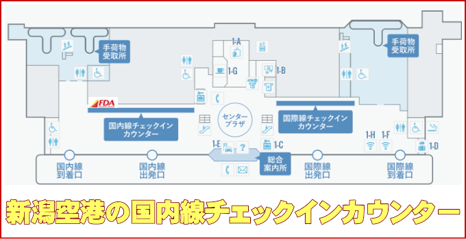 新潟空港のJAL国内線チェックインカウンター