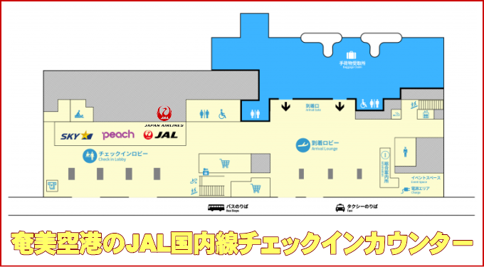 奄美空港のJAL国内線チェックインカウンター