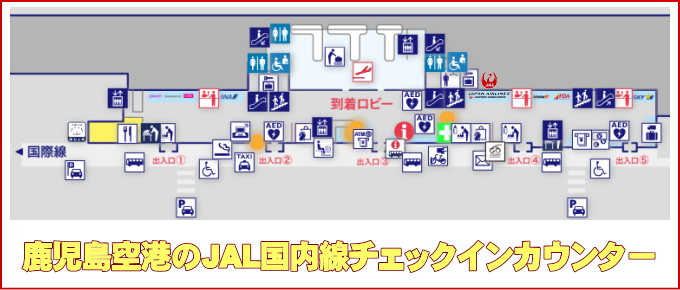 鹿児島空港のJAL国内線チェックインカウンター